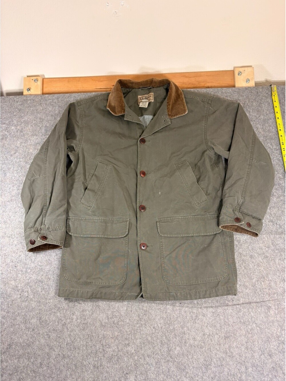 Vintage LL Bean Original Field Barn Coat Mens M Green 90s Flannel Lined